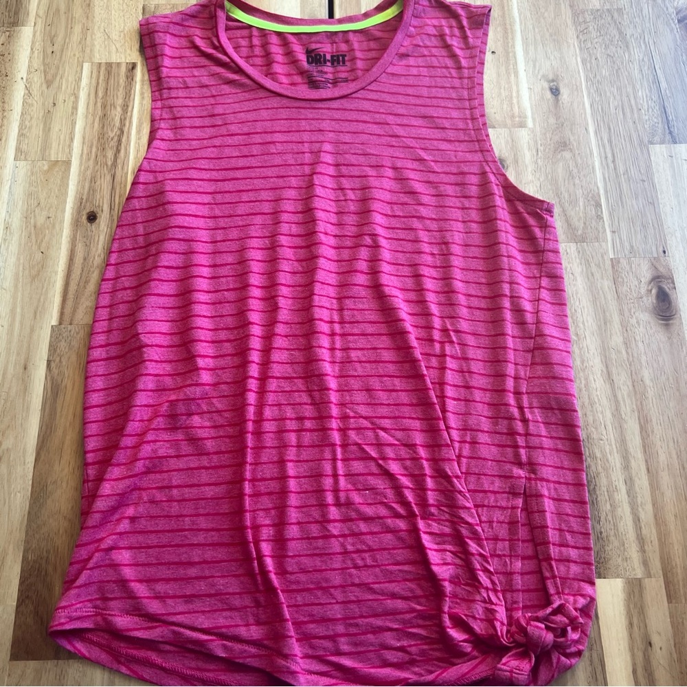 Nike Dri-FIT Pink Striped Loose Fit Tank Top Size S